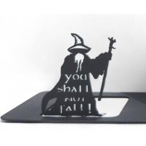LOTR Metal Bookends Black Non Slip Book Ends Geek Shelf Decor Sturdy Steel